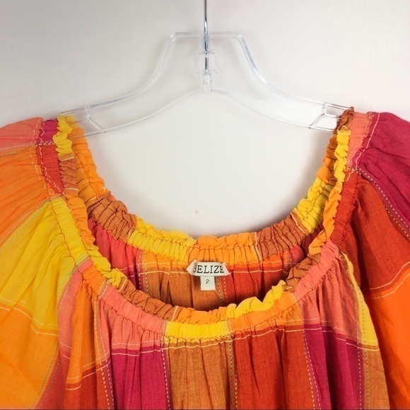 Belize orange yellow plaid boho dress - Picture 7 of 10